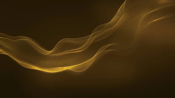 Abstract Golden Glitter Waves Background Dynamic Geometric Technology Design Element — Stock Photo, Image