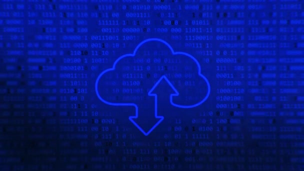 Код Хмарних Обчислень Цифрової Концепції Знак Хмарного Зберігання Броні Двома — стокове відео