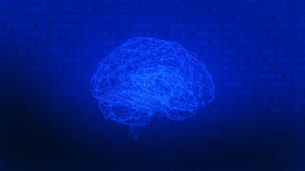 Mesterséges Intelligencia Koncepció Agy Alakú Technikai Kék Háttér — Stock Fotó