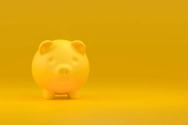 Piggy Bank Žlutém Pozadí Nalevo Prázdné Místo Pro Text Koncept — Stock fotografie