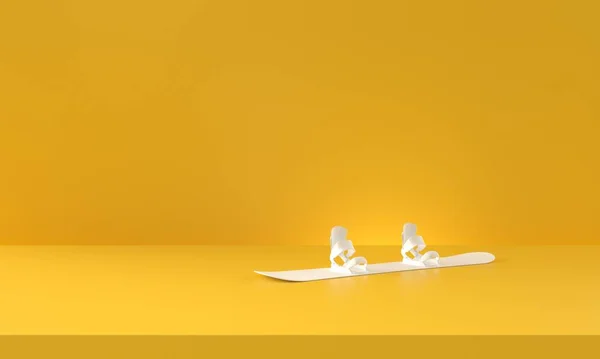 Білий Сноубординг Жовтому Тлі Візуалізація — стокове фото