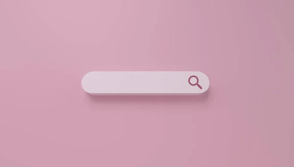 Minimale Suchleiste Weiß Auf Rosa Hintergrund Web Suchkonzept Rendering — Stockfoto