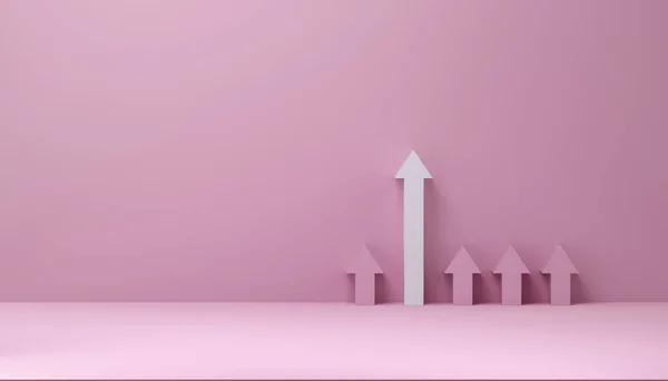 Белая Стрелка Розовая Успешному Росту Женская Сила Концепция Успешной Деловой — стоковое фото