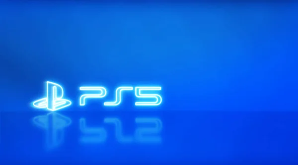 Madrid Spain February 2021 Play Station Logo Neon Space Text — 스톡 사진