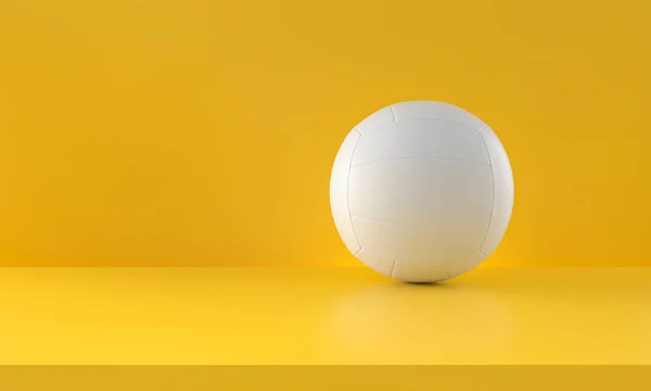 Voleibol Branco Isolado Fundo Amarelo Renderização — Fotografia de Stock