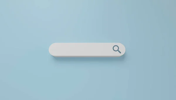 蓝色背景上白色的最小搜索栏 网络搜索的概念 3D渲染 — 图库照片