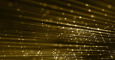 Altın Noktalar ve iplikler arka plan, lif, lüks iletişim konsepti. 3d oluşturma.