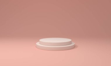 Stüdyo arka planında podyum pembesi. Moda konsepti. 3d oluşturma.