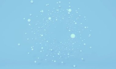 Mavi parçacıkların patlaması, çeviklik konsepti, makyaj. 3d oluşturma.