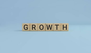 Ahşap küp bloklardan yapılmış büyüyen kelime. iş kavramı.