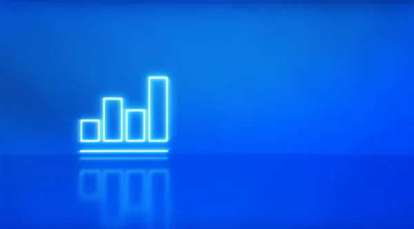 Statistisk Tabell Ikon Neon Ljus Blå Bakgrund Studie Datakonceptet — Stockfoto