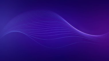 Mavi ve mor soyut arkaplan üzerindeki noktalar ve çizgiler için veri bağlama eğrisi. Teknoloji zekası kavramı.