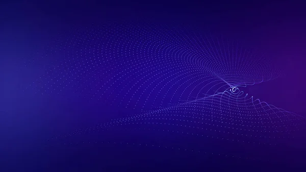 Abstrakte Wellenpartikel Auf Blauviolettem Cyberpunk Hintergrund Technisches Datenkonzept — Stockfoto
