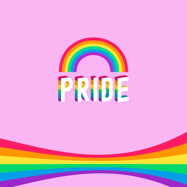 Regenboog Vlag Boog Geïsoleerde Tekst Trots Roze Achtergrond Geïsoleerde Vectorillustratie — Stockvector