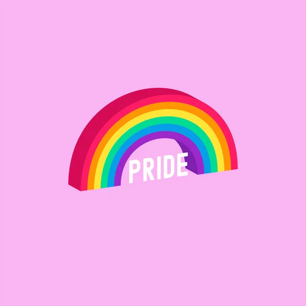 Rainbow Flag Arch Text Pride Pink Background Isolated Vector Illustration — Stockový vektor