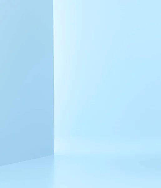 Mavi arka planda ürün sunumu için stüdyo ışığı. 3d oluşturma.