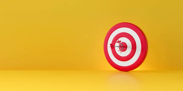 Bullseye Sur Fond Jaune Sombre Cible Concept Objectif Marketing Rendu — Photo