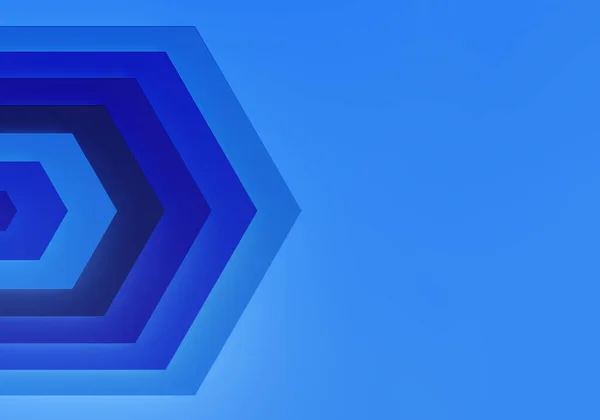 矢印付きの抽象的な青の背景 六角形の深さ技術 3Dレンダリング — ストック写真