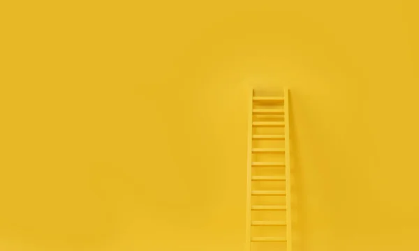 Step ladder on yellow studio background. Growth, future, development concept. 3D Rendering