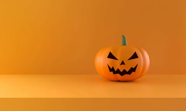 Abóbora Halloween Fundo Estúdio Laranja Renderização — Fotografia de Stock