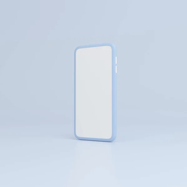 Stüdyo arka planında mavi akıllı telefon. 3d oluşturma.
