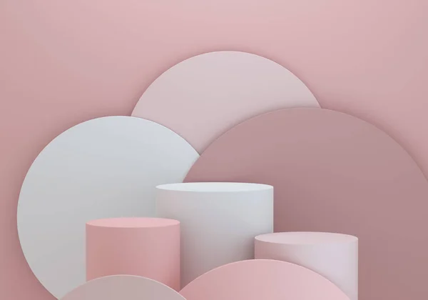 Minimalist Δωμάτιο Κύλινδροι Βάθρο Για Την Οθόνη Του Προϊόντος Ροζ — Φωτογραφία Αρχείου