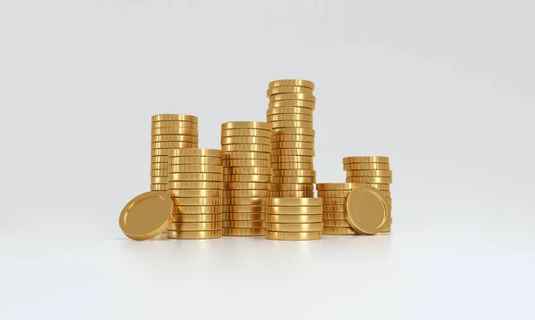 Pila Monete Oro Sfondo Bianco Concetto Prosperità Rendering — Foto Stock