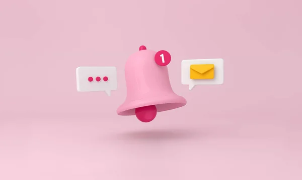 Рожевий Сигнал Сповіщення Дзвінок Іконка Тривоги Мінімально Рожевому Фоні Візуалізація — стокове фото