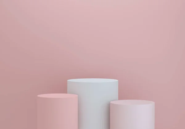 Pódio Abstrato Estilo Minimalista Para Apresentação Produto Fundo Rosa Renderização — Fotografia de Stock