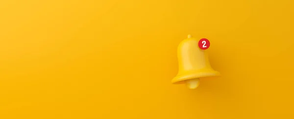 Notification Bell Yellow Background Rendering — Stock Photo, Image