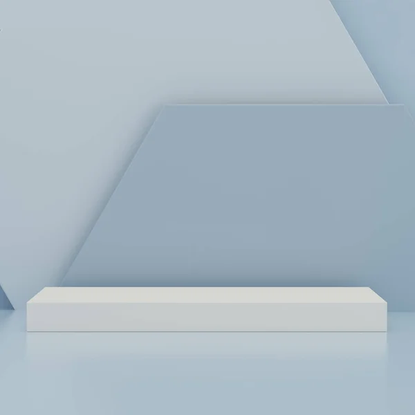 彩色六边形蓝色背景产品展示台最佳展示平台 空的讲台平台 3D渲染 — 图库照片