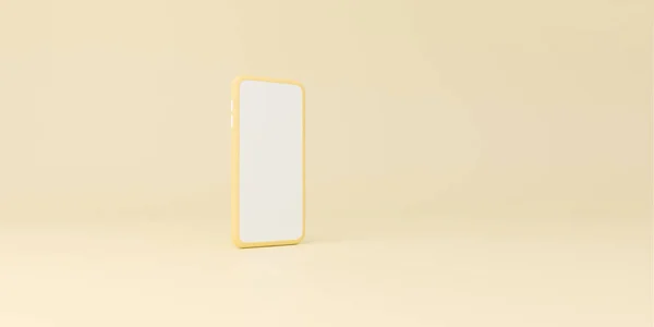 Желтый Мобильный Телефон Пространством Текста Дизайна Студийном Фоне Рендеринг — стоковое фото