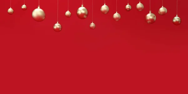 Palle Natale Sfondo Rosso Rendering — Foto Stock