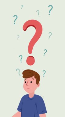 Soru işaretlerinin çizgi film karakteri. bir soru konsepti.