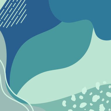 Soyut arkaplan, yumuşak mavi ve yeşil organik şekiller ve desenlerle modern şablon tasarımı yaratıyor