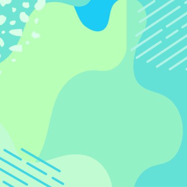Soyut arkaplan, pastel yeşil ve mavi organik şekiller ve minimal dekoratif elementlerle modern akış modeline sahip.