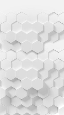 Soyut beyaz altıgen desen modern üç boyutlu temiz geometrik arkaplan dokusu yaratıyor