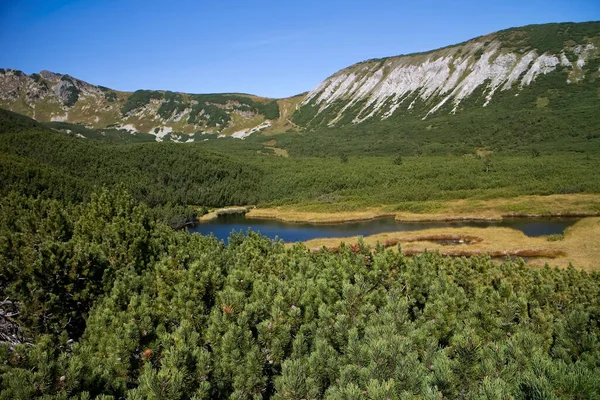 Jezioro Trojrohe otoczone przez Tatry Bielskie. — Zdjęcie stockowe