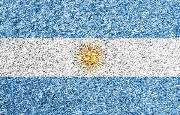 Bandeira Argentina Textura Fundo Grama — Fotografia de Stock