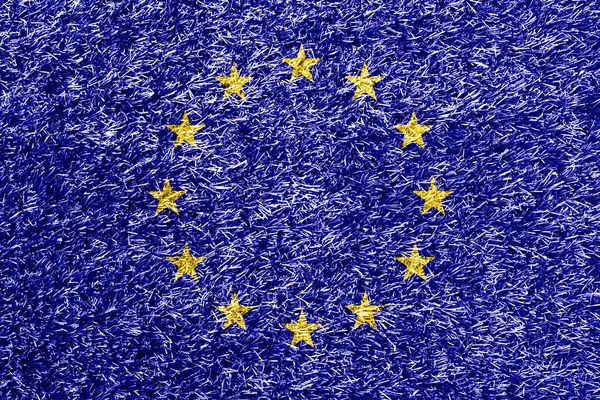 Flaga Unii Europejskiej Teksturze Tła Trawy — Zdjęcie stockowe