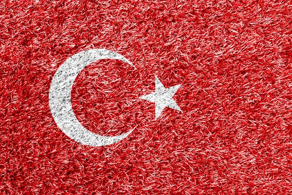 Bandera Turquía Sobre Hierba Textura Fondo — Foto de Stock