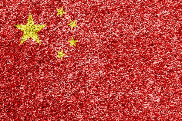 Çimen Arkaplan Dokusuna Çin Bayrağı — Stok fotoğraf