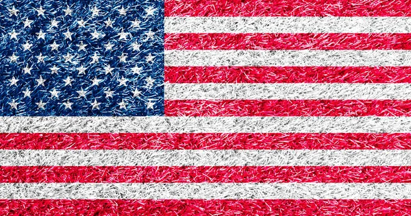 Çimen Arka Plan Dokusuna Amerikan Bayrağı — Stok fotoğraf
