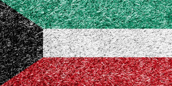 Kuwait Flagge Auf Gras Hintergrund Textur — Stockfoto