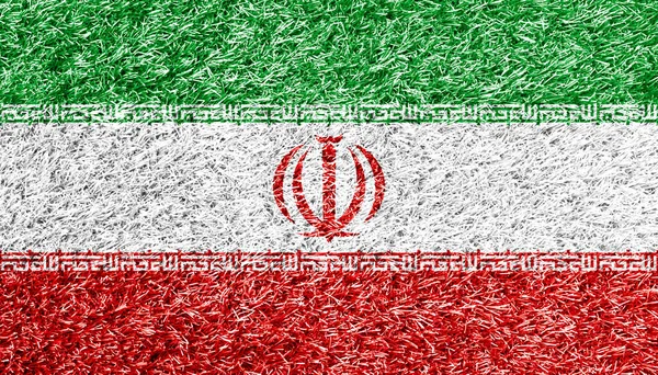 Iran Flag Grass Background Texture — 图库照片