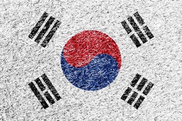 South Korea Flag Grass Background Texture — Stockfoto
