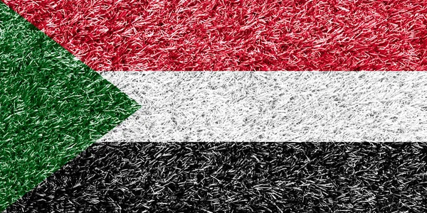 Sudan Flag Grass Background Texture — Stock Photo, Image