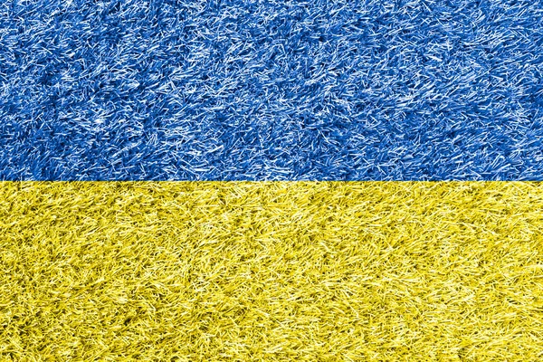 Ukraine Flag Grass Background Texture — Stockfoto