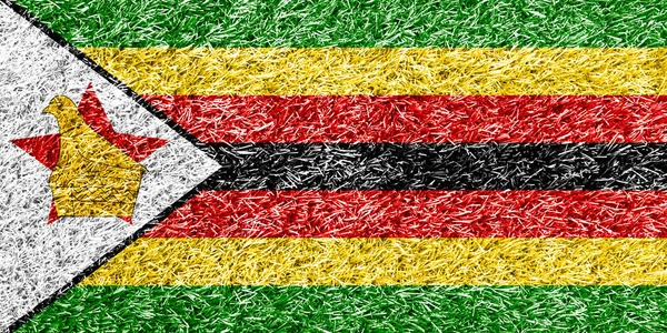 Zimbabwe Flag Grass Background Texture —  Fotos de Stock