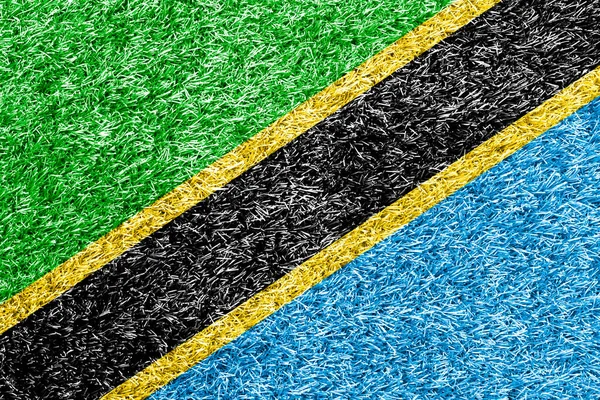 Tanzania Flag Grass Background Texture — Zdjęcie stockowe